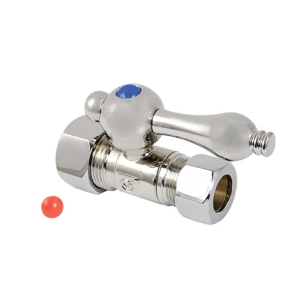Vintage 5/8 in. O.D Comp x 1/2 in. O.D Comp Brass Straight Shut Off Valve in Polished Nickel