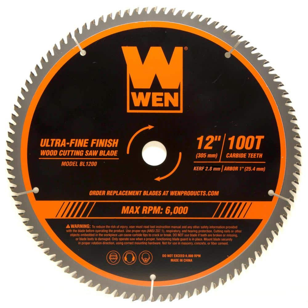 WEN 12 in. 100-Tooth Carbide-Tipped Ultra-Fine Finish Professional Woodworking Saw Blade for Miter Saws and Table Saws