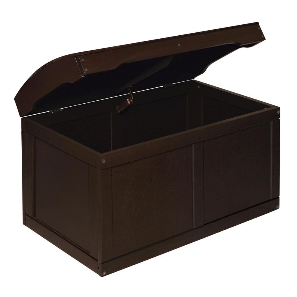 Espresso Wood Barrel Top Toy Chest with Safety Hinge
