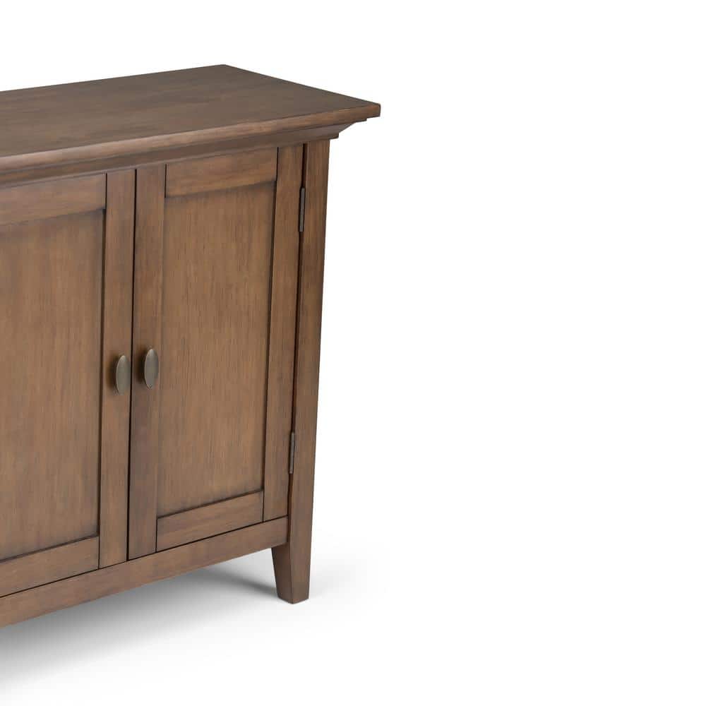 Rustic Natural Aged Brown Solid Hardwood Low Cupboard with Adjustable Shelving