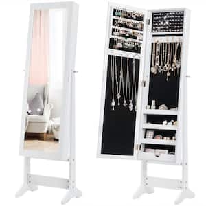Jewelry White Mirrored Cabinet Armoire Organizer Storage Jewelry Box
