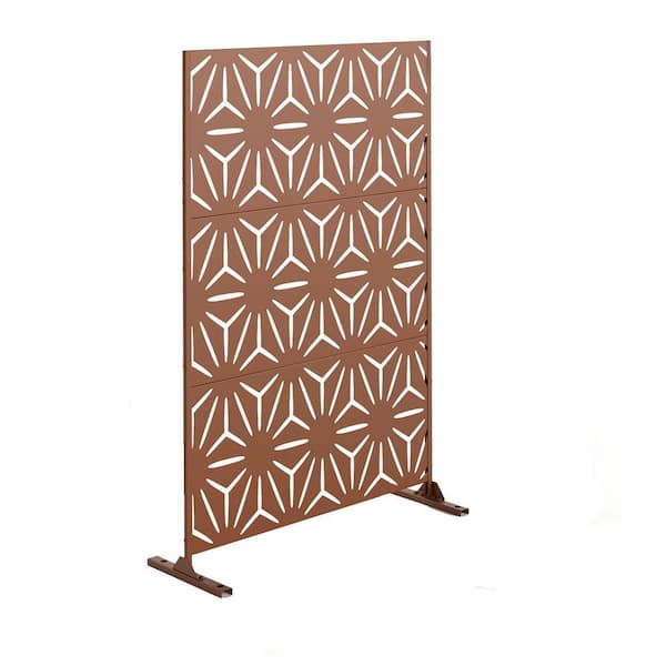 Tidoin 6.33 ft. H x 3.93 ft. W Brown Laser Cut Privacy Mesh Screening Garden Metal Fence Panel