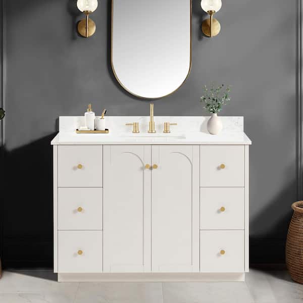 Anabelle 48 in. Single Sink Soft Grey Bath Vanity with Engineered Marble Carrara Marble Top (Assembled)