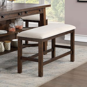 Creeke Rustic Oak and Beige Counter Height Bench (25 in. H X 46.5 in. W x 16.5 in. D)