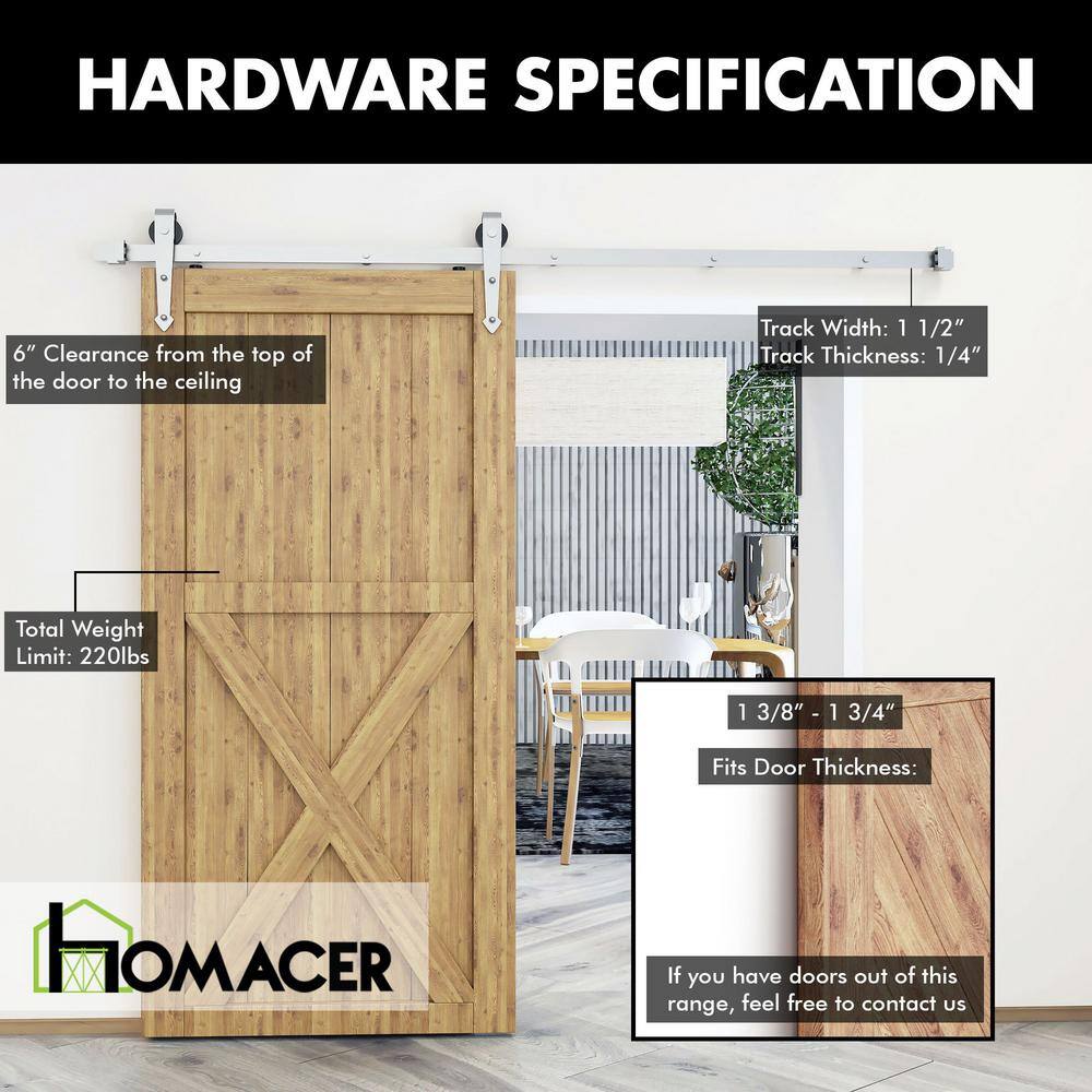 Brushed Nickel Sliding Barn Door Hardware Kit with Arrow Design Roller