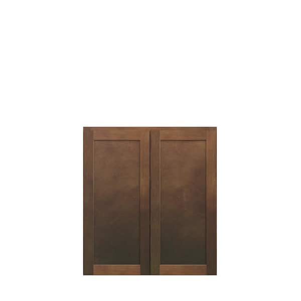 Kunal Kitchens Amherst Shaker 24 in. W x 30 in. H x 12 in. D in Walnut Plywood Assembled Wall Cabinet