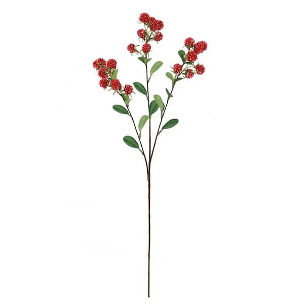 LIVING LUXURY 30 in. Red Artificial Wild Berry Filler Flower Stem Spray (Set of 4)