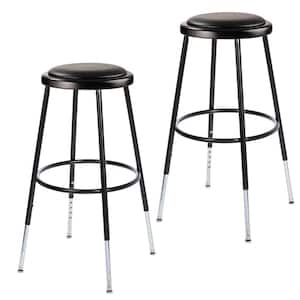 Otto 33-inch Height Adjustable Black Vinyl Padded Stool with Metal Frame, (2-Pack)