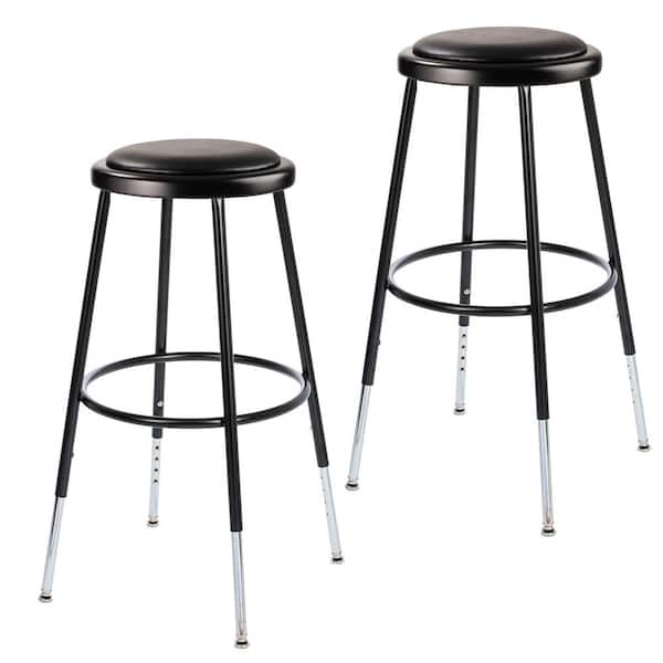 HAMPDEN FURNISHINGS Otto 33-inch Height Adjustable Black Vinyl Padded Stool with Metal Frame, (2-Pack)