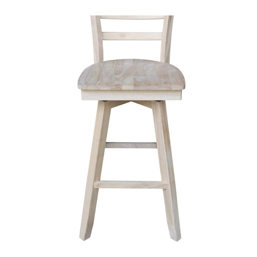 Emily Unfinished Wood Swivel Bar Height Stool