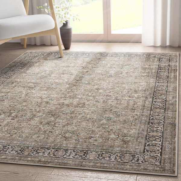 Beige 3 ft. 11 in. x 5 ft. 3 in. Flat-Weave Asha Delphine Vintage Persian Oriental Area Rug