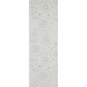 Breeze Geometric Gray 2 ft. x 8 ft. Indoor/Outdoor Runner Rug