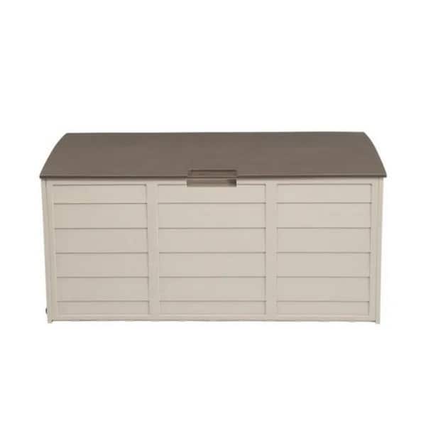 75 Gal. Outdoor Garden Plastic Storage Deck Box Chest Tools Cushions Toys Lockable Seat