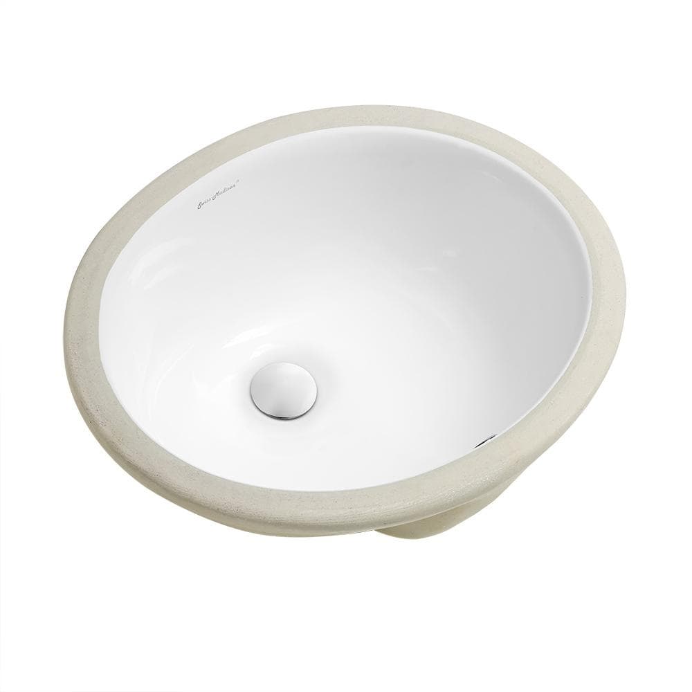 Plaisir White Ceramic 16.75" Oval Undermount Bathroom Sink
