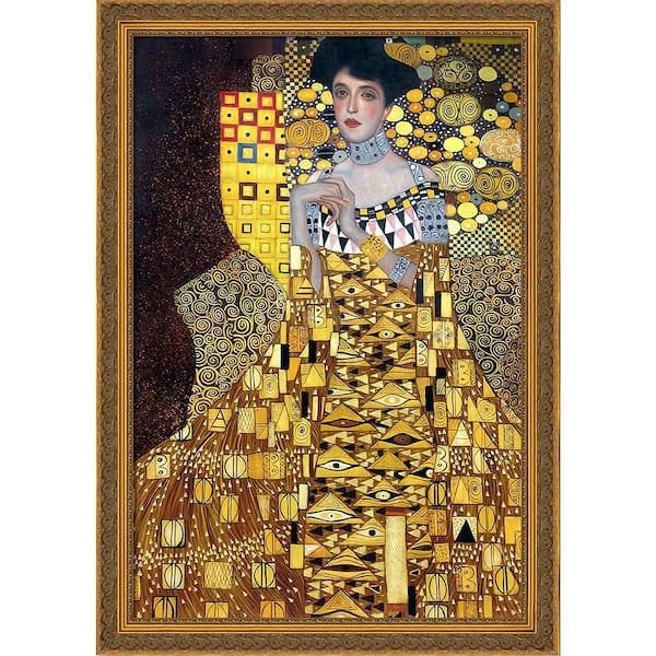 LA PASTICHE Portrait of Adele Bloch-Bauer 1, 1907 with Baroque Antique Frame by Gustav Klimt Framed Wall Art 28 in. x 40 in.