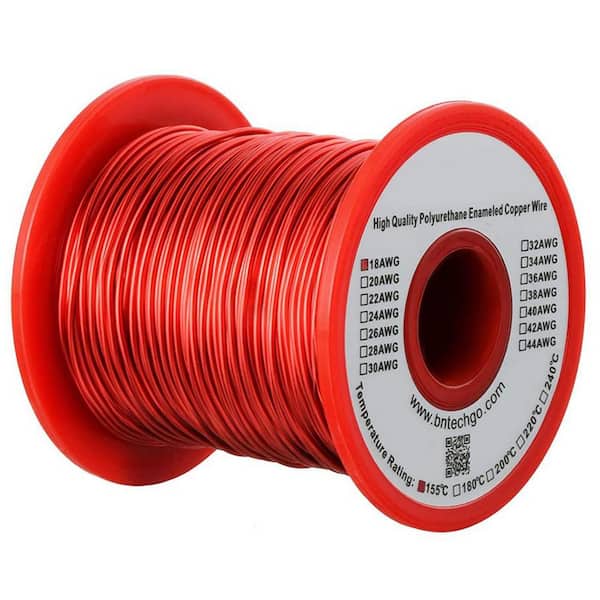 18 AWG Magnet Wire Enameled Copper Wire 1.0 lb 0.0393 Diameter 1 Spool Coil Red Temperature Rating 155℃