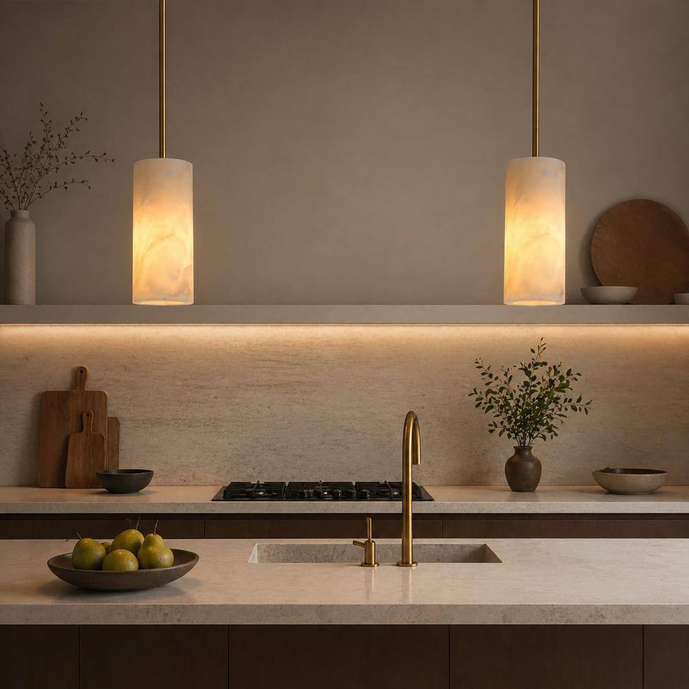 72.8 in. H Adjustable 1-Light Brass Alabaster Kitchen Island Pendant Light for Dining Room, Living Room(2-Pack) price history on PriceWatchPro
