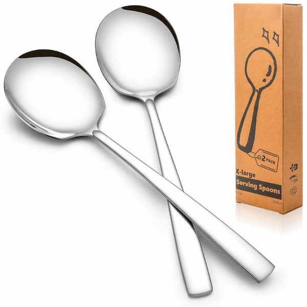 Flatware Single Pieces Silver 18/8 Stainless Steel Extra-Large 11.7 in. Serving Spoon for Buffet Parties Catering (Set