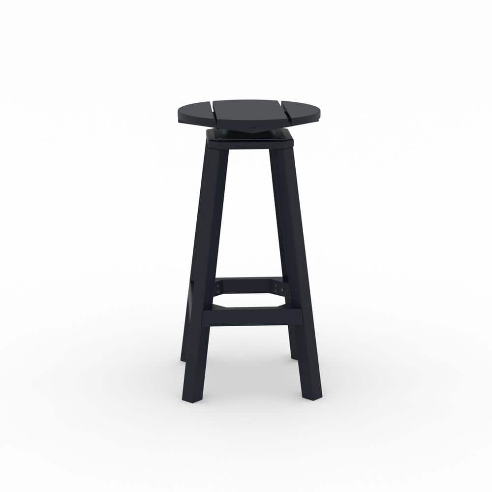 Mason-Cabo Black HDPE Round Outdoor Bar Table Set with Swivel Stools