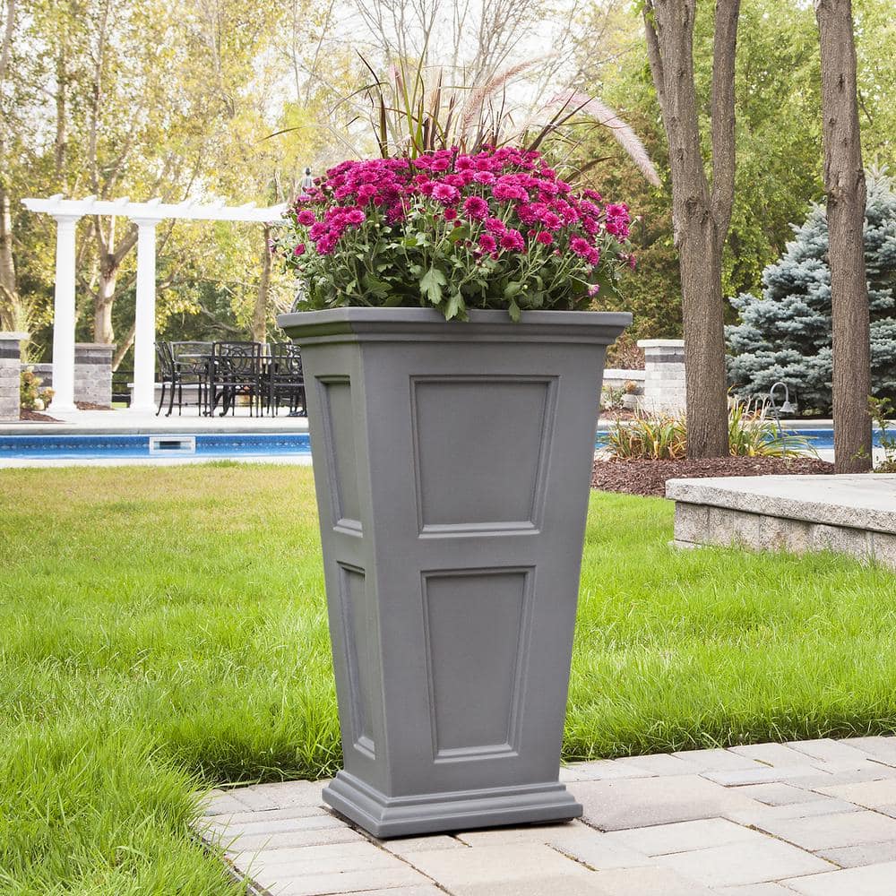 Graphite Grey Tall Self-Watering Polyethylene Planter