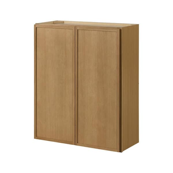 Leyton 30 in. W x 12 in. D x 36 in. H Ready to Assemble Plywood Slim Shaker Wall Kitchen Cabinet in White Oak