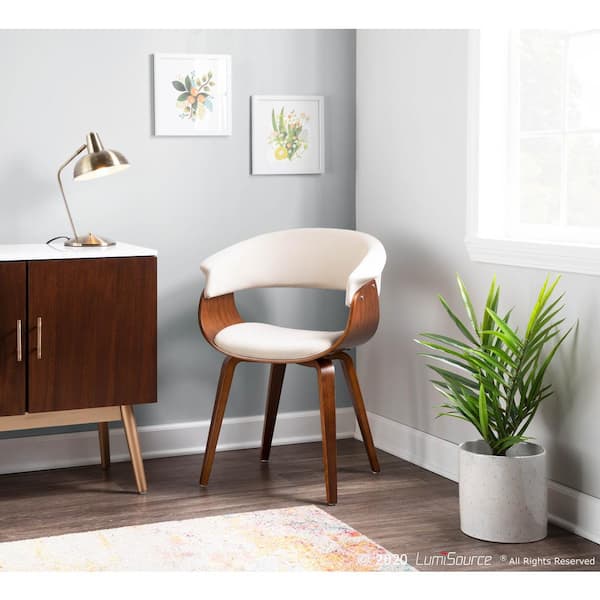 Vintage Mod Walnut and Cream Dining/Accent Chair