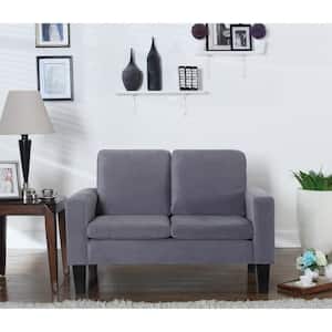 Sarah 54 in. Gray Microfiber 2-Seater Loveseat with Square Arms