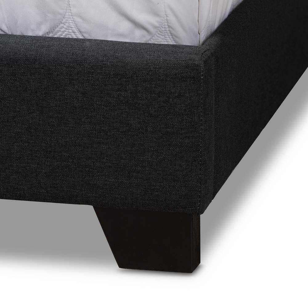 Black King Upholstered Wingback Bed with Tufted Headboard