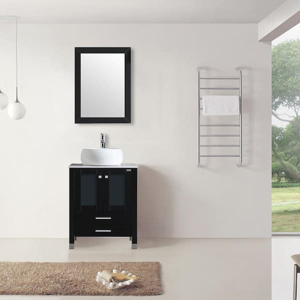 Tahanbath 24 In W X 21 D Bath Vanity Black Mdf With Ceramic Top White Basin And Mirror Ry Usbr4576 4362 D Bath Vanity In Black Mdf, 24 Inch Floating Vanity Home Depot