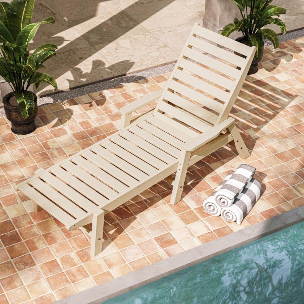 POLYWOOD Grant Park Sand Chaise Lounge with Arms GPNCC2280SA The