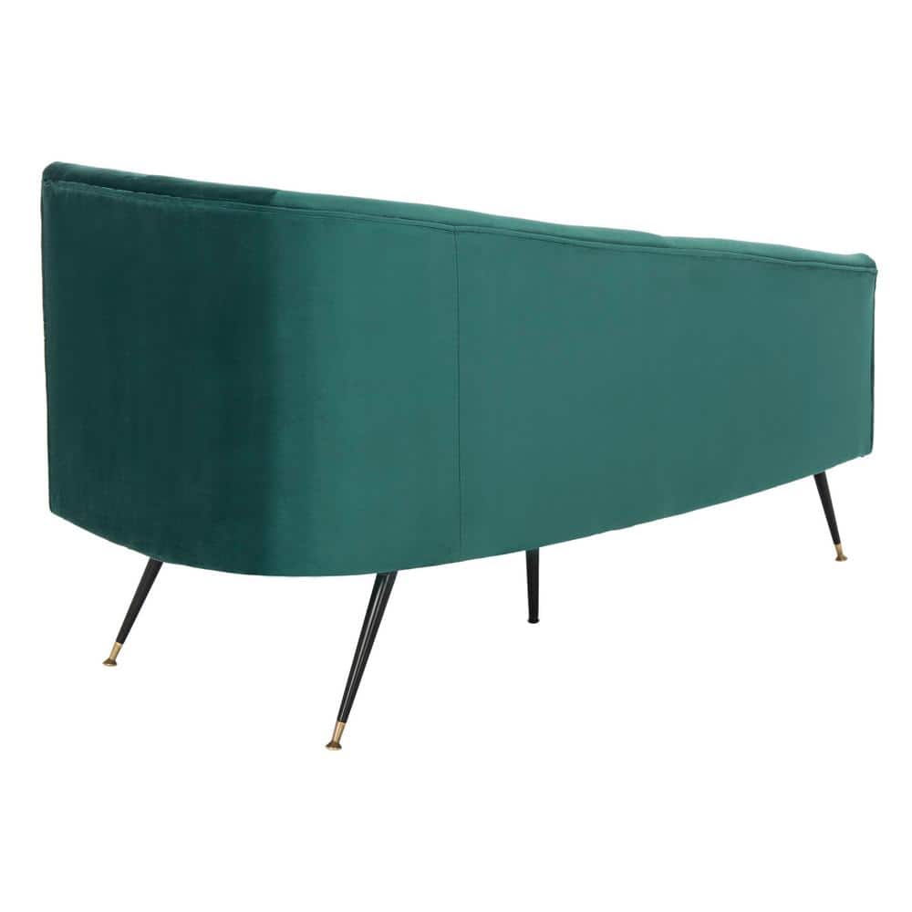 Evangeline 58'' Emerald Velvet and Black Metal Modern Settee