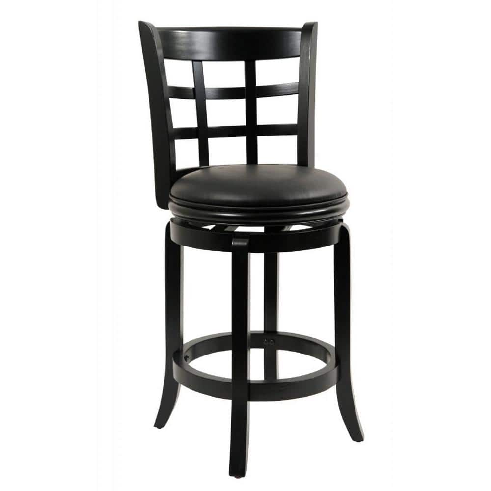 Kyoto 24 in. Black Swivel Cushioned Bar Stool