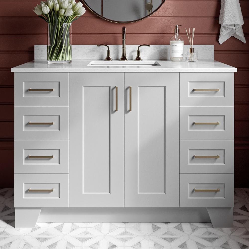 Taylor 48 in. Single Sink Freestanding Bathroom Vanity in Gray with 0.75 in. Carrara White Marble Top price history on PriceWatchPro