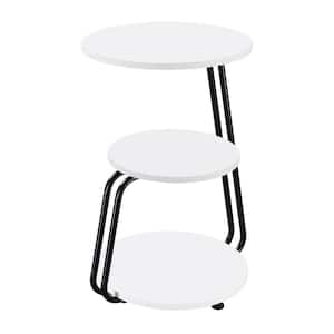 Hilly 18.25 in. White and Black 3-tier Wood Round End Table