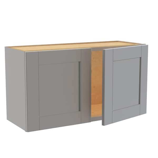 Home Decorators Collection Washington Veiled Gray Plywood Shaker Assembled Wall Kitchen Cabinet Soft Close 33 W in. 12 D in. 18 in. H