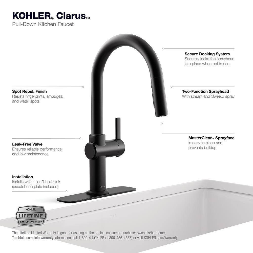 Matte Black Single Handle Pull-Down Kitchen Faucet with Soap Dispenser