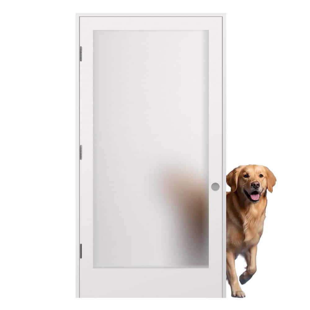 28 in. x 80 in. Right-Handed Solid Core White Primed Composite Single Prehung Interior Door Frosted Glass Shiny Nickel price history on PriceWatchPro