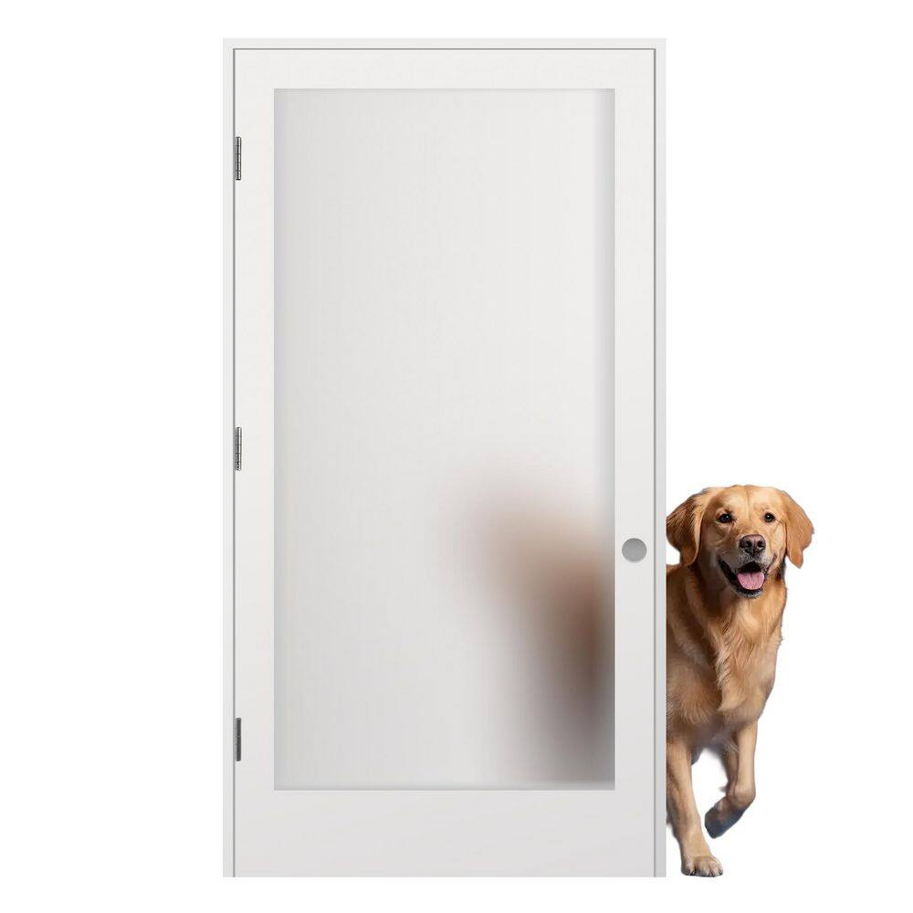 34 in. x 80 in. Right-Handed Solid Core White Primed Composite Single Prehung Interior Door Frosted Glass Shiny Nickel price history on PriceWatchPro