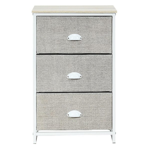ANGELES HOME 29 in. H x 12 in. W x 18 in. D 3-Drawer Gray Nightstand ...