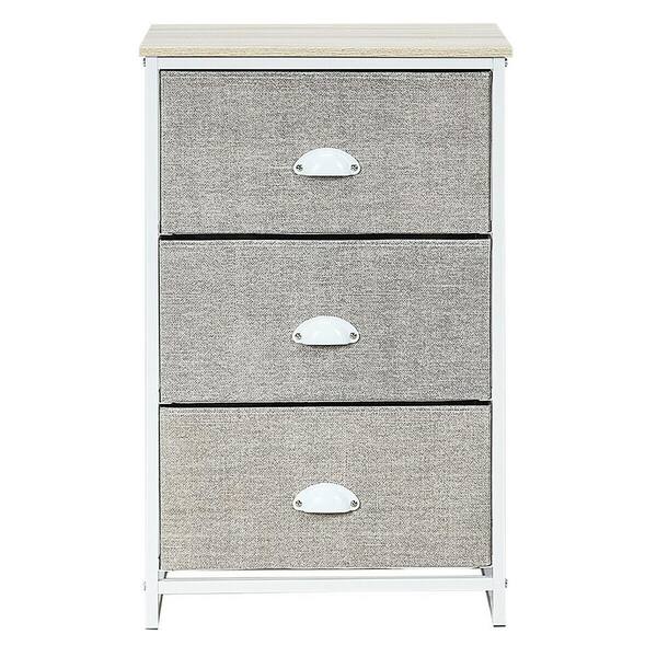 ANGELES HOME 29 in. H x 12 in. W x 18 in. D 3-Drawer Gray Nightstand ...