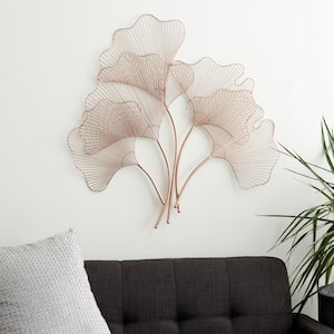 Metal Copper Gingko Leaf Wire Floral Wall Decor