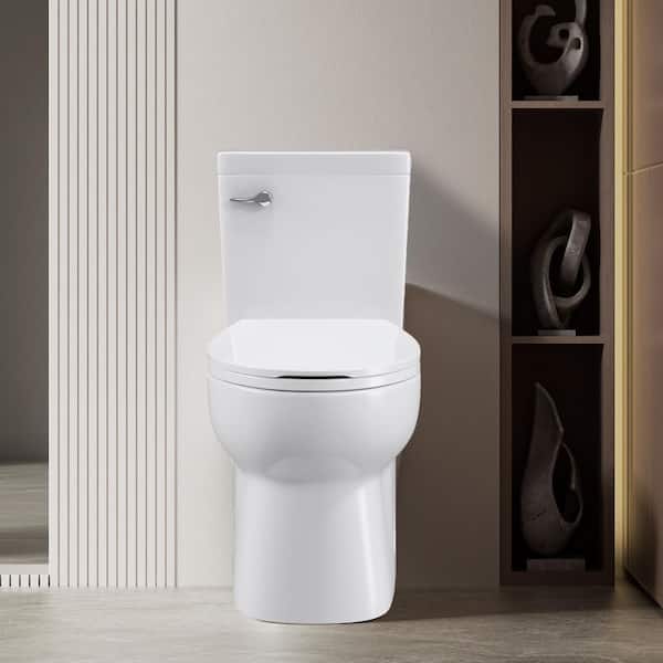 UPIKER Modern 12 in. Rough-In 1-piece 1.27 GPF Single Flush Elongated Toilet in White, Seat Included