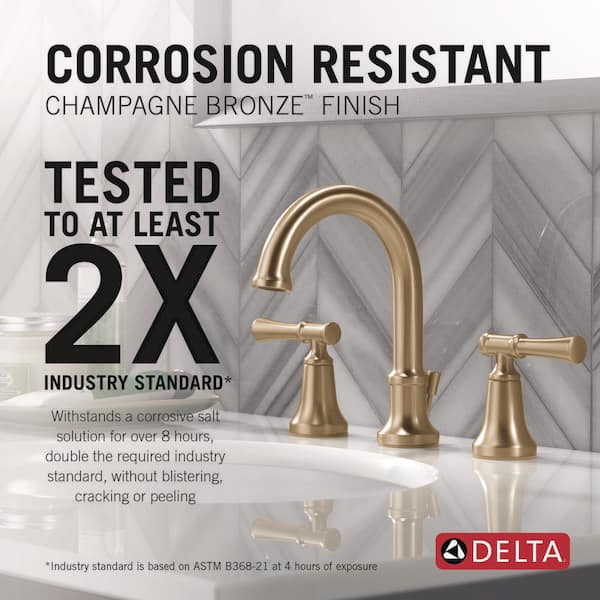 Chamberlain 8 in. Widespread 2-Handle Bathroom Sink Faucet Bundle In2ition Shower Trim and Rough-In in Champagne Bronze