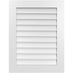 26 in. x 34 in. Vertical Surface Mount PVC Gable Vent: Decorative with Standard Frame