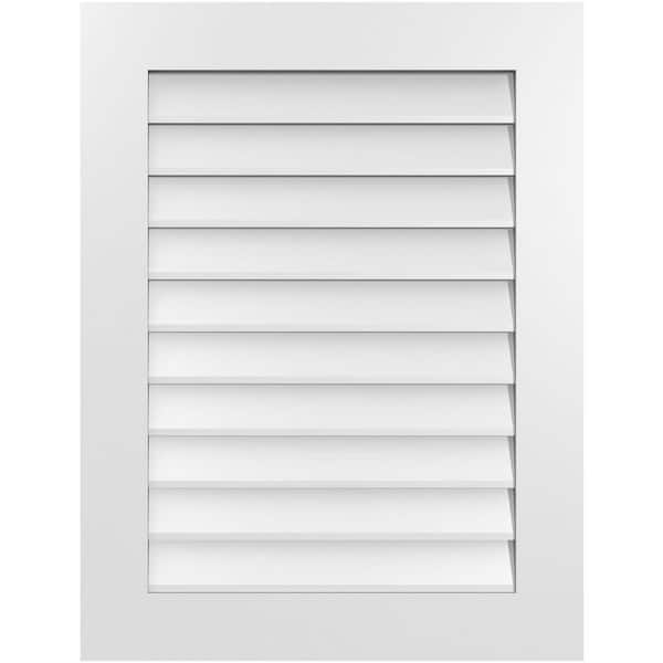 Ekena Millwork 26 in. x 34 in. Vertical Surface Mount PVC Gable Vent: Decorative with Standard Frame