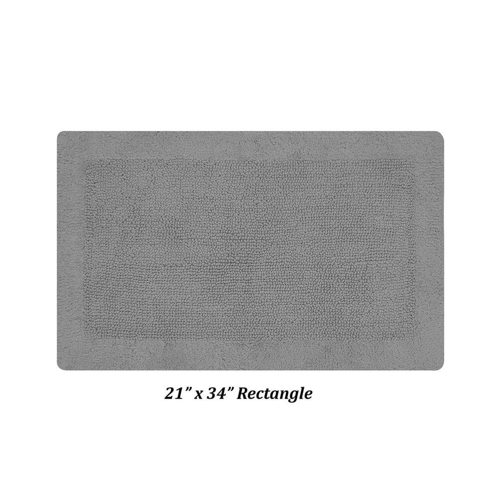 Gray 21" x 34" Cotton Tufted Reversible Bath Rug