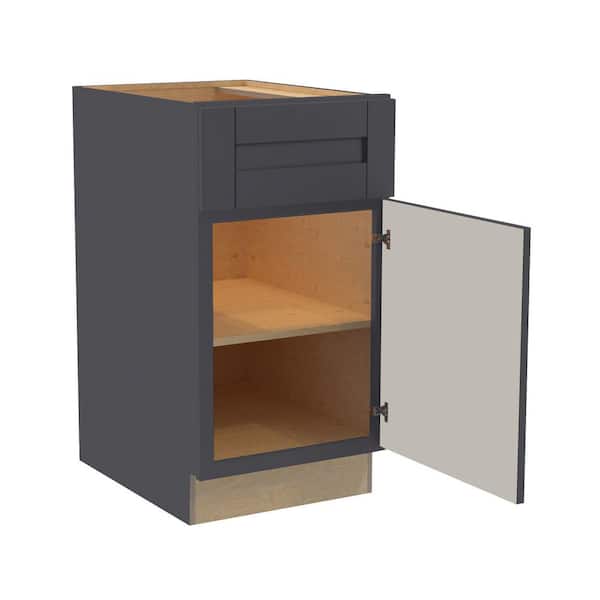 Home Decorators Collection Washington 12 in. W x 24 in. D x 34.5 in. H Assembled Plywood Base Kitchen Cabinet in Onyx with Soft Close Door RH