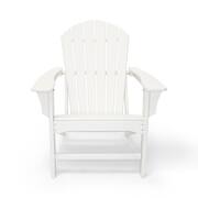 Vail 48 in. Two-Toned White Round Top Fire Pit, 5-Piece Plastic Patio Conversation Set with White Hampton Chairs