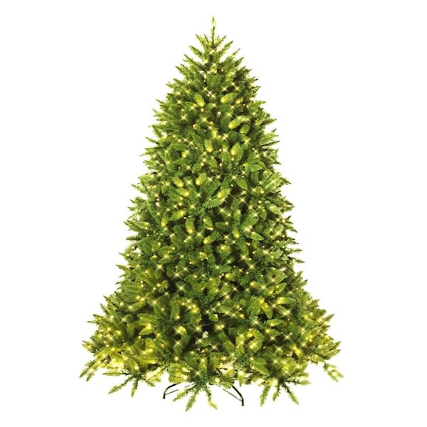 Costway 7 ft. Pre-Lit Hinged Artificial Christmas Tree with 700 LED Lights