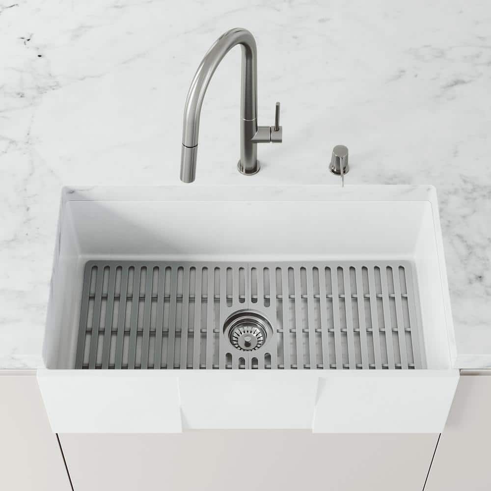 Gray Silicone 32" x 15" Bottom Sink Grid